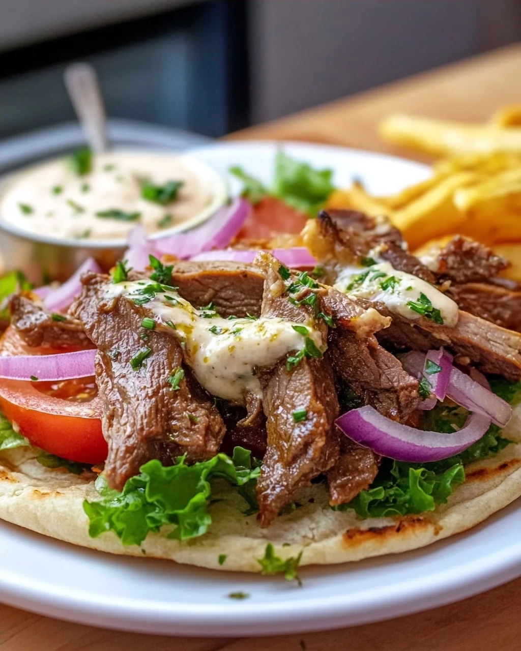 Beef Gyros with Delicious Non-Alcohol Metaxa Sauce Recipe