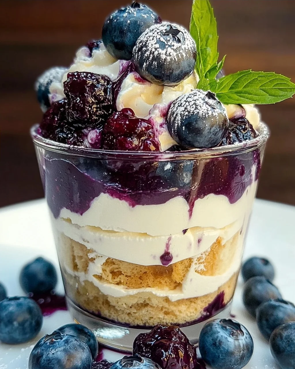 Blaubeer Tiramisu im Glas ohne Ei & Alkohol