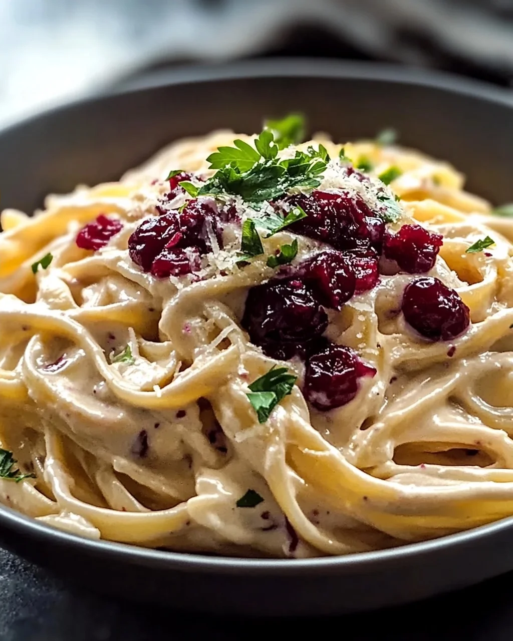 Cremige Brie Pasta mit Preiselbeer-Kompott: Süß-Salzig Genießen