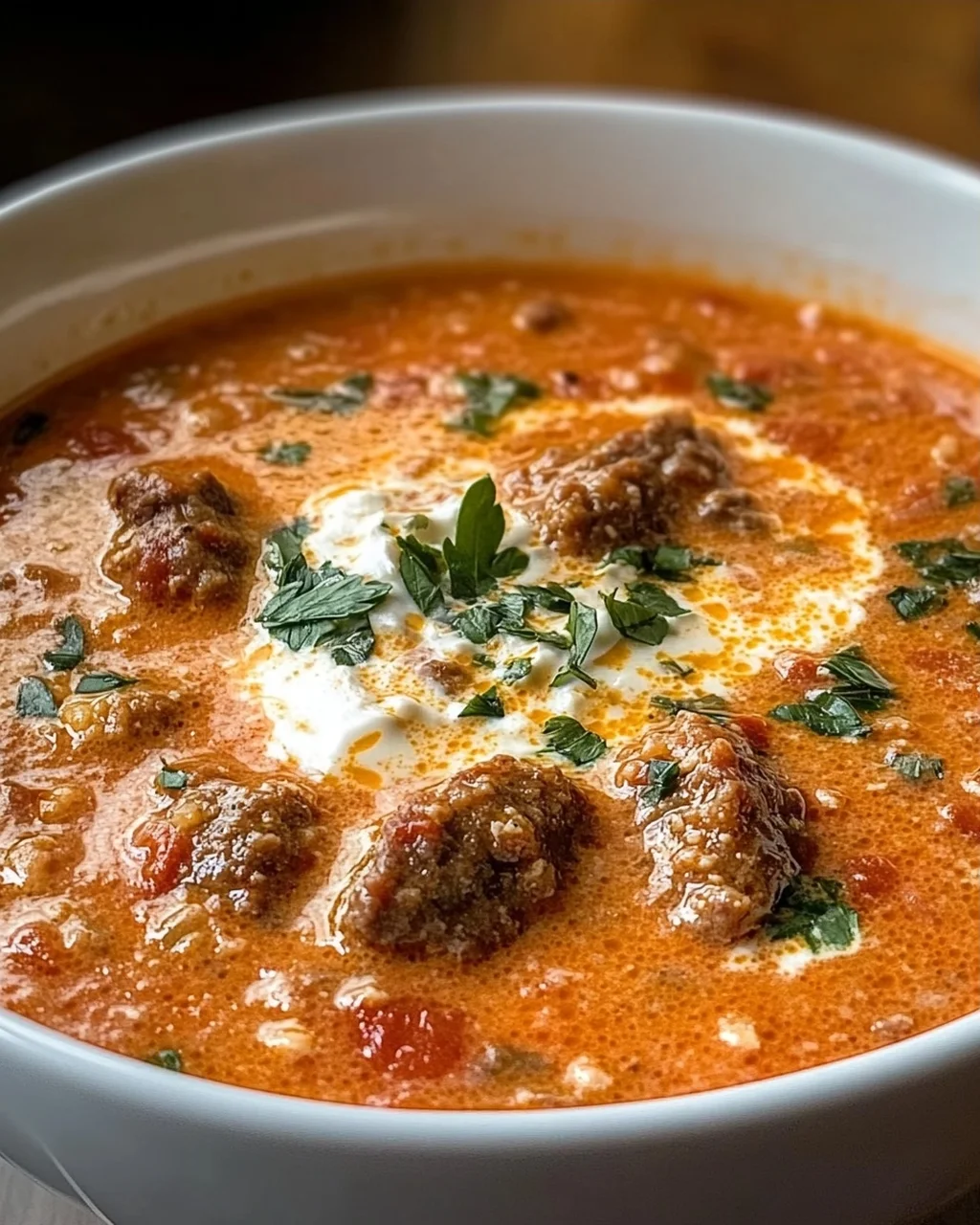 Cremige Rinderwurst-Tomaten-Frischkäse-Suppe Rezept