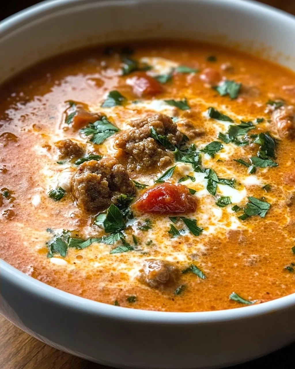 Cremige Rinderwurst-Tomaten-Frischkäse-Suppe Rezept