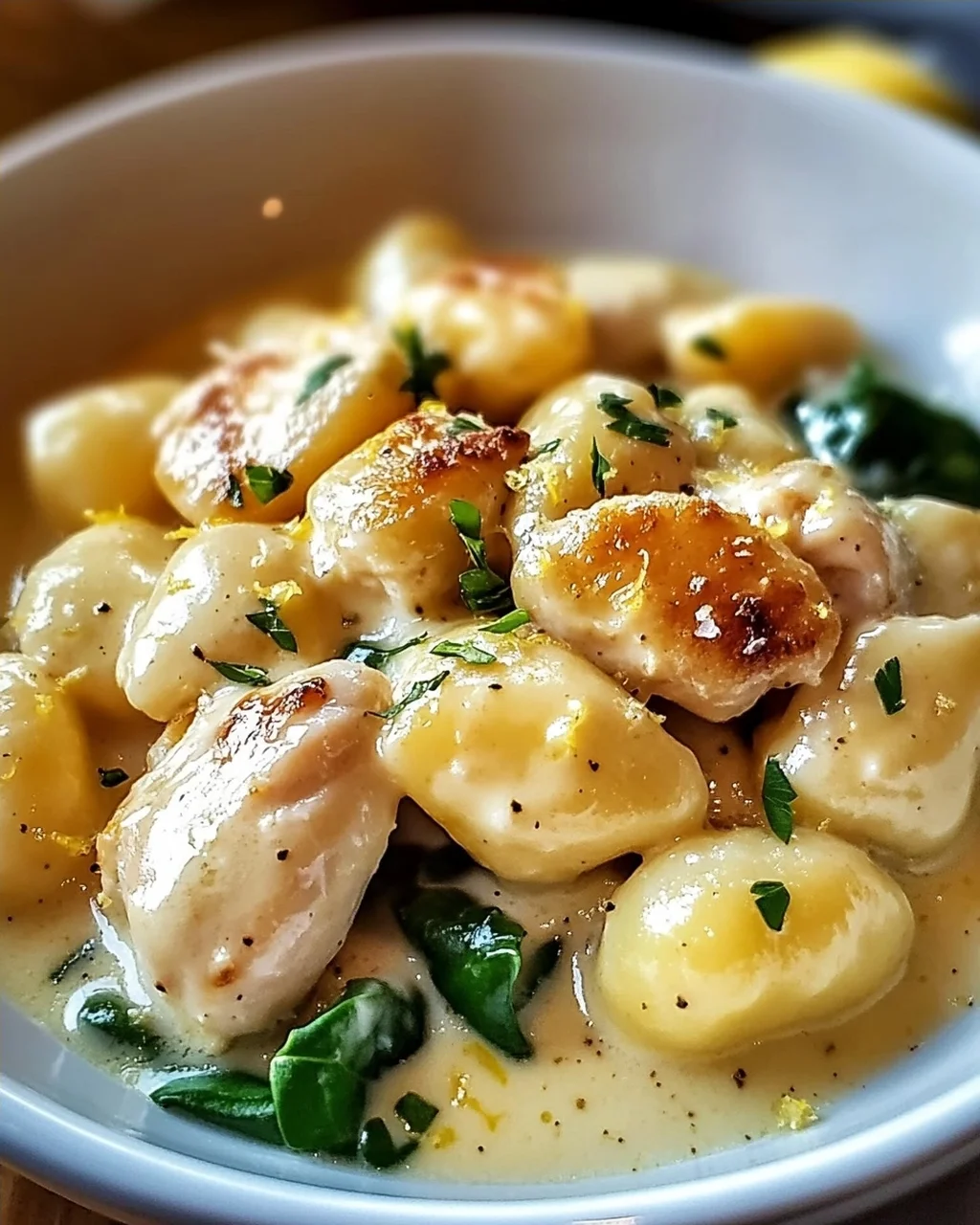 Cremige Zitronen-Hähnchen Gnocchi