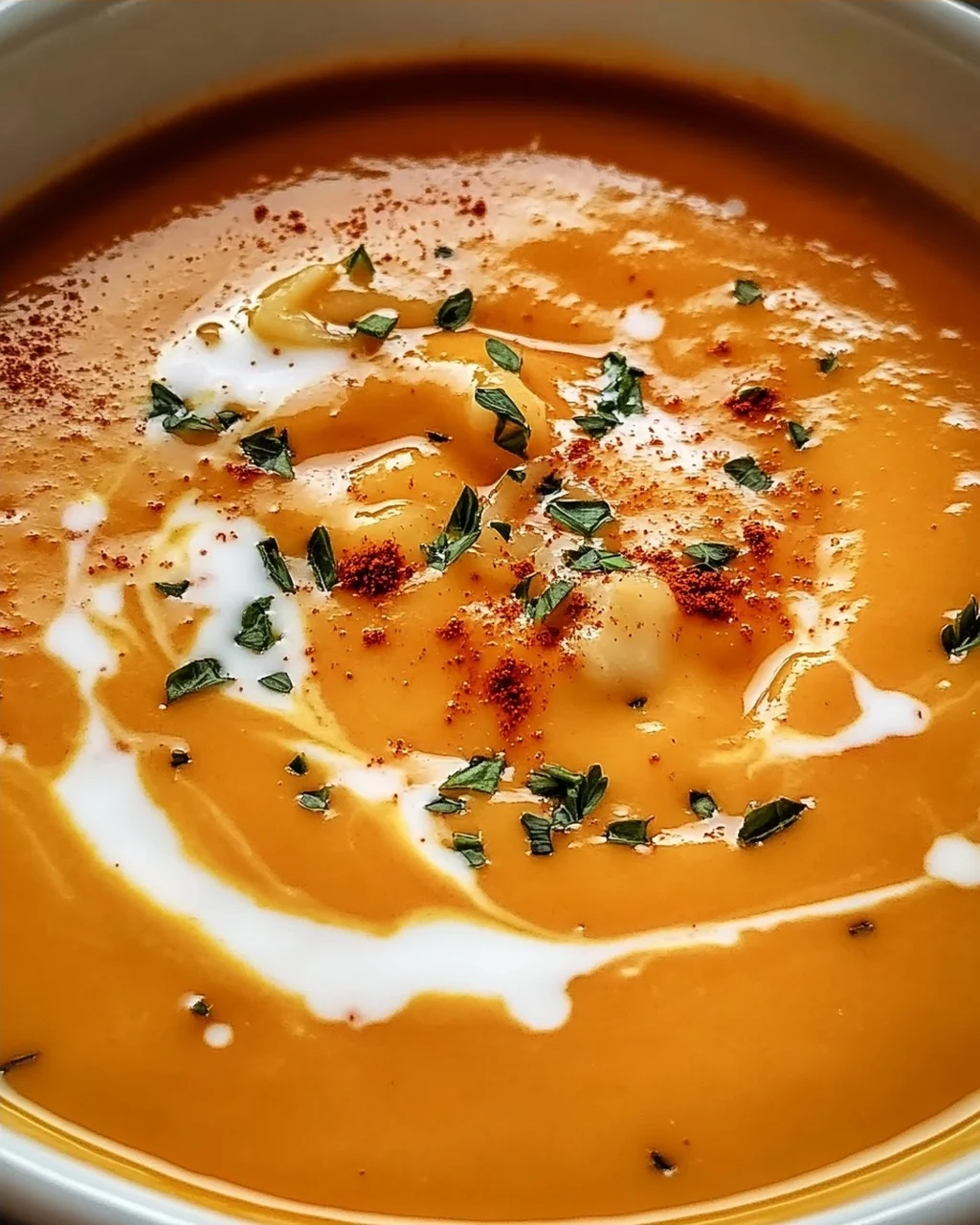 Cremige geröstete Paprika Gouda Suppe für kalte Tage