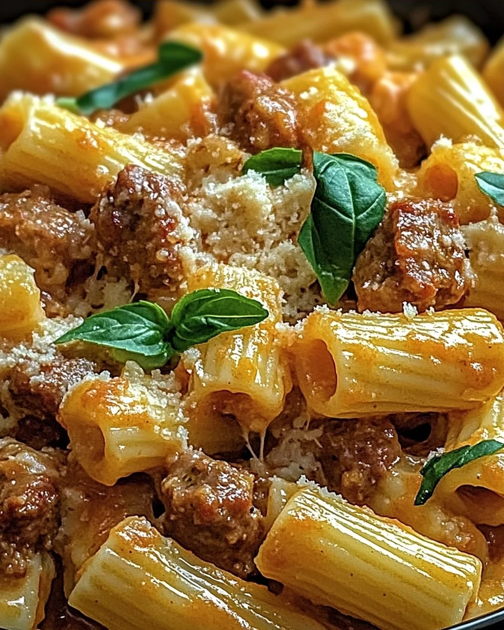 Cremige italienische Wurst Rigatoni schnell zubereiten