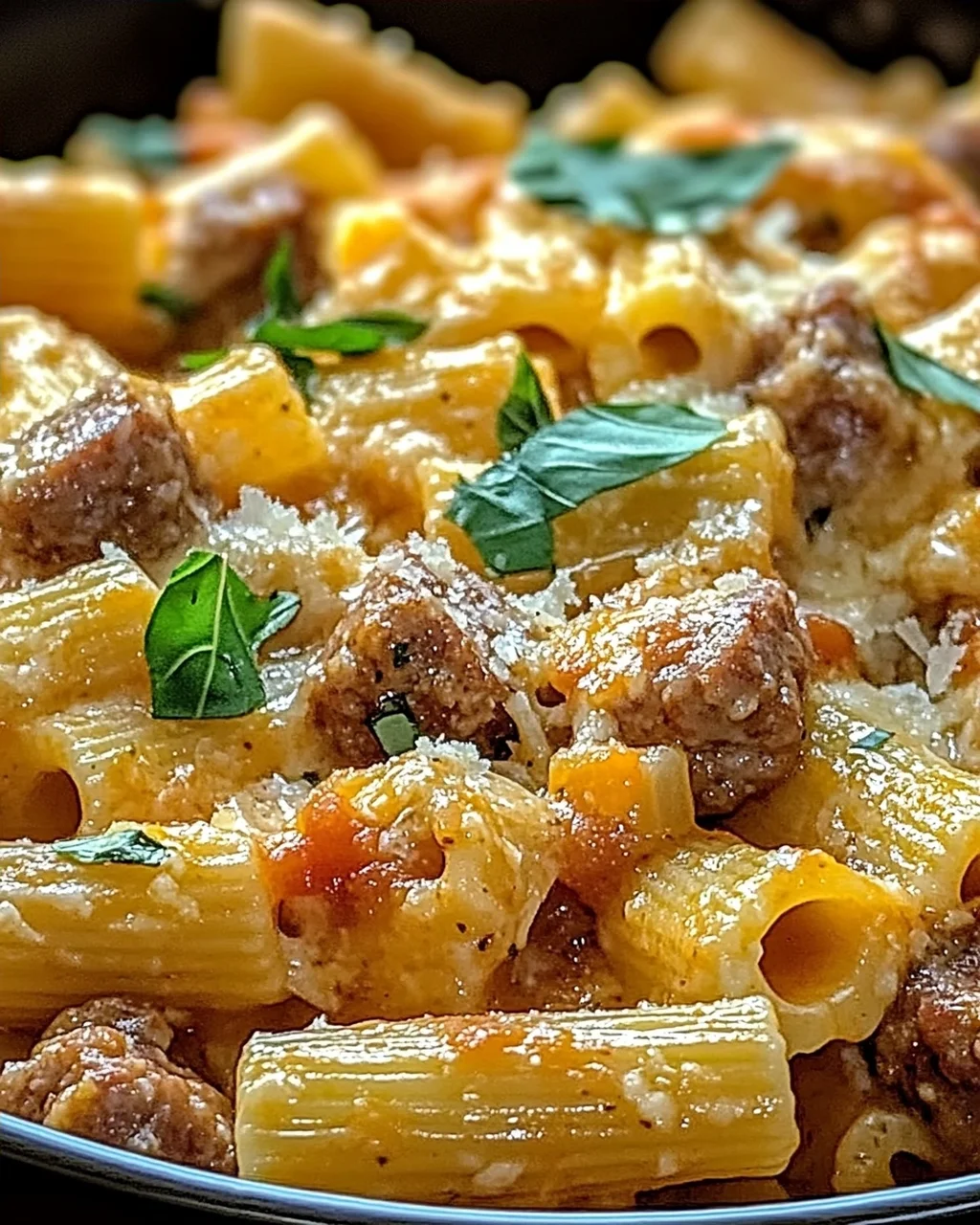 Cremige italienische Wurst Rigatoni schnell zubereiten