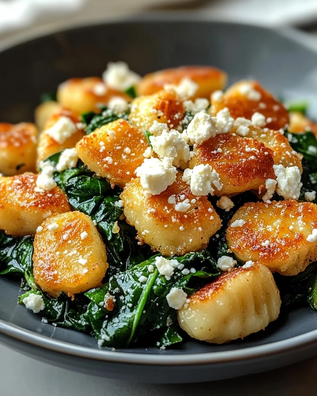 Crispy Gnocchi mit Spinat und Feta – Knusprig lecker!