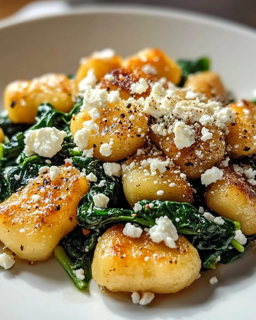 Crispy Gnocchi mit Spinat und Feta – Knusprig lecker!