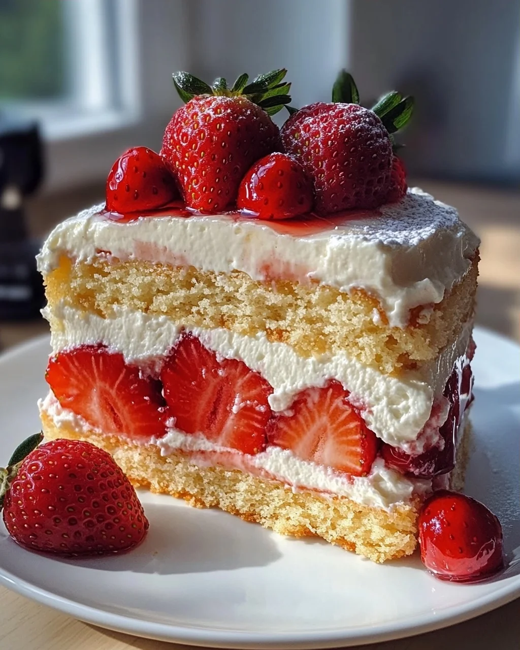 Erdbeertorte mit Biskuit und Quark