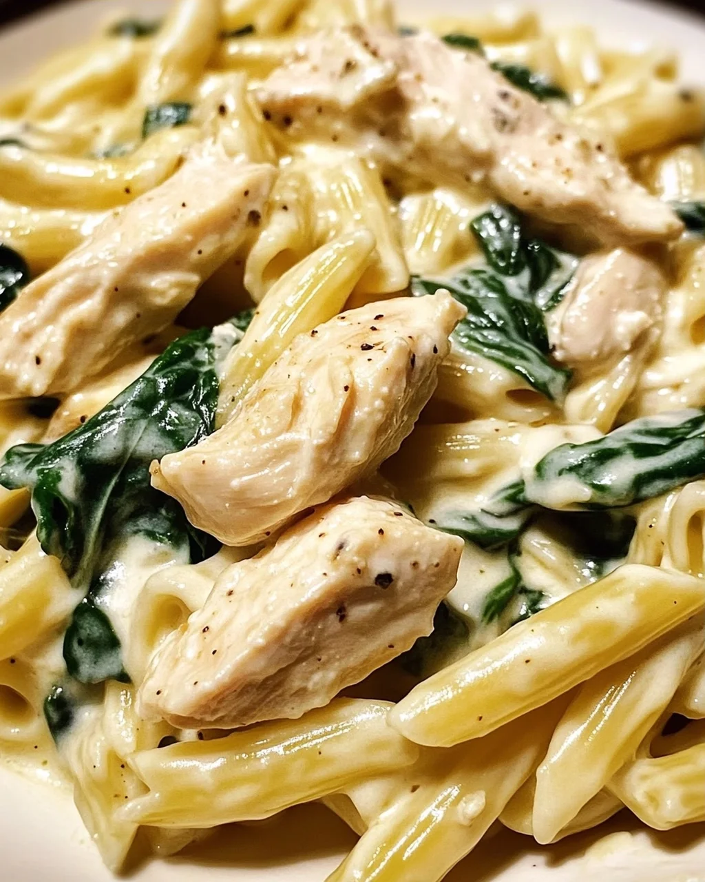 Frischkäse Spinat Hähnchen Pasta