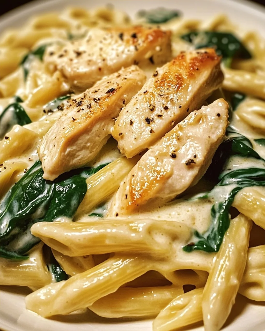 Frischkäse Spinat Hähnchen Pasta