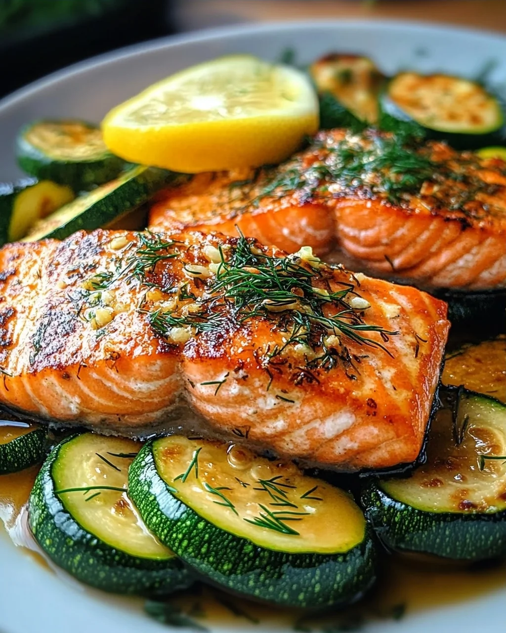 Gebratener Lachs mit Zucchini