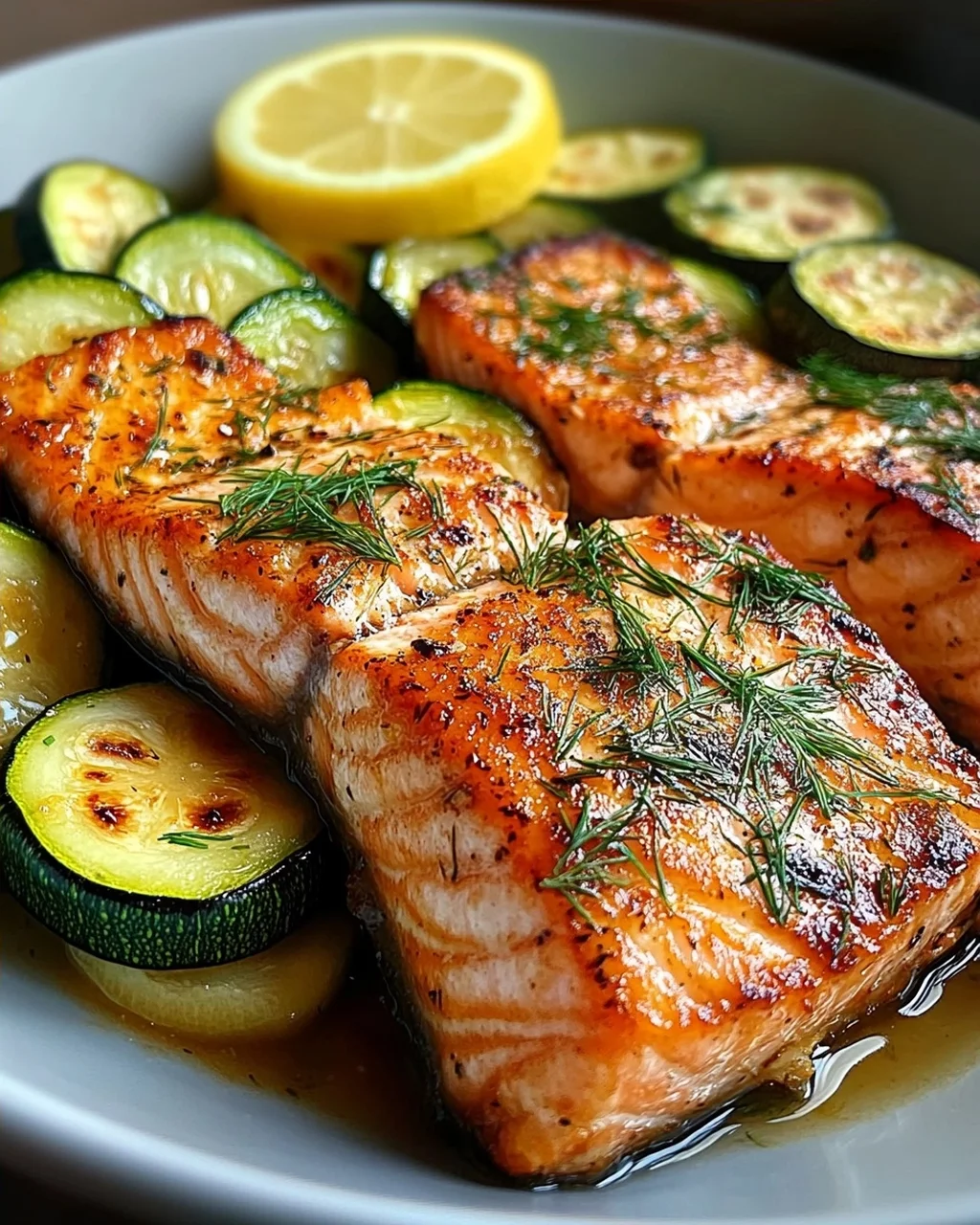 Gebratener Lachs mit Zucchini