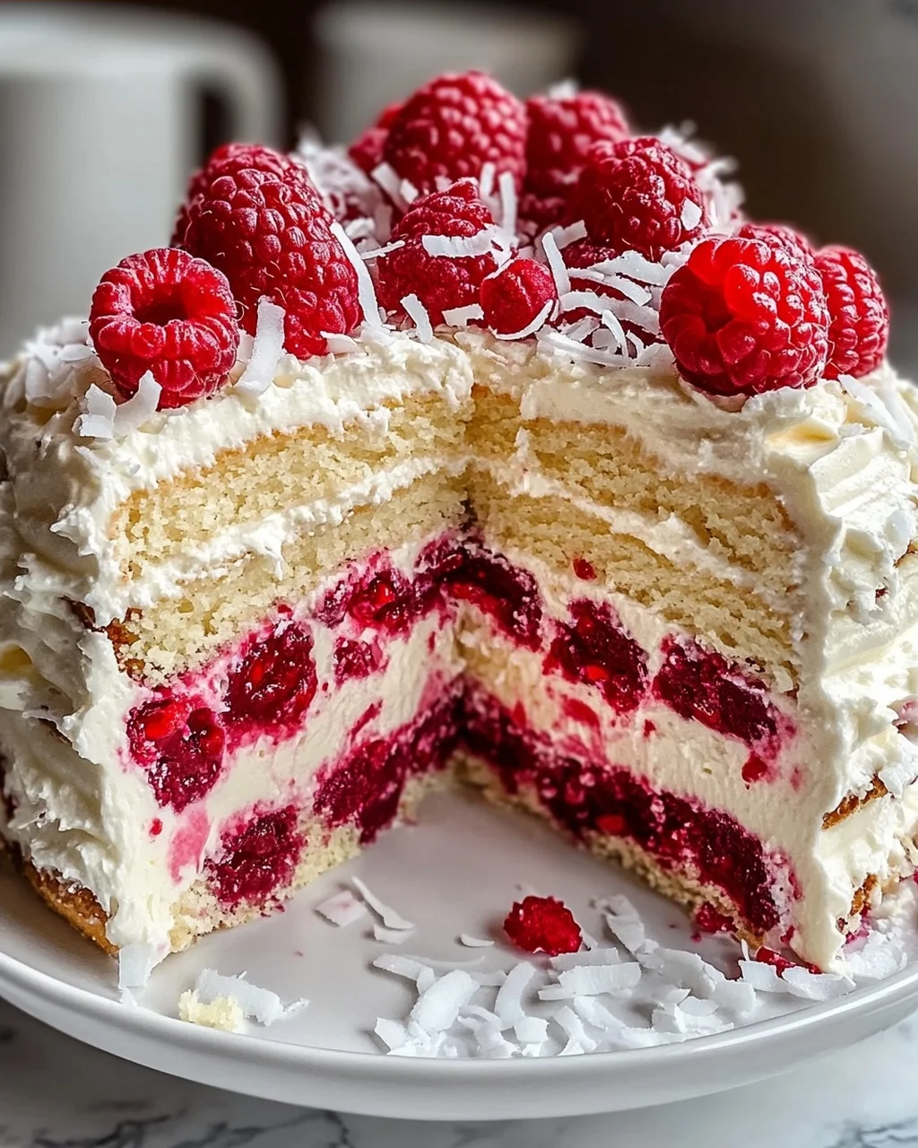 Himbeer-Raffaello-Torte ohne Gelatine