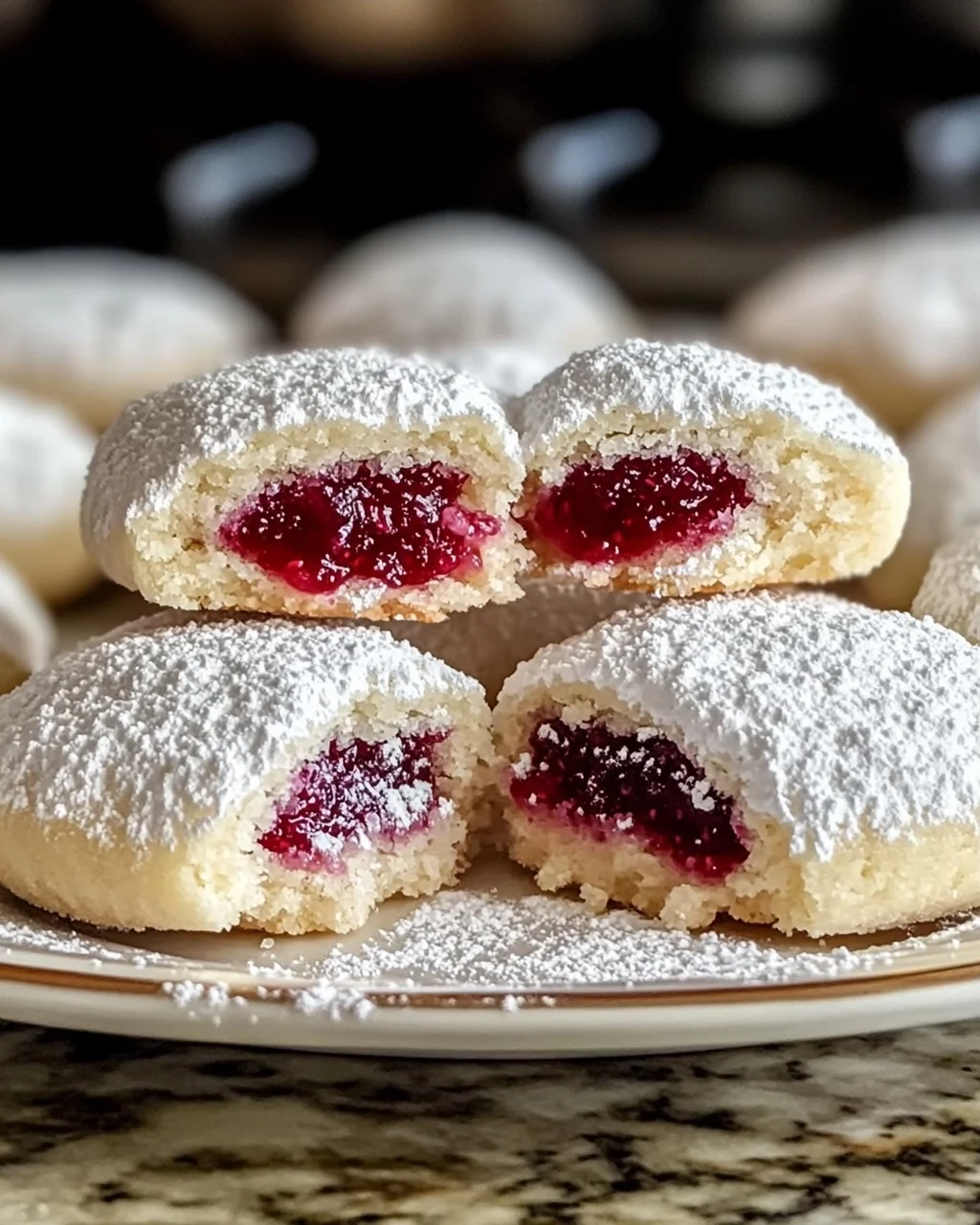 Himbeergefüllte Mandel-Schneekekse ganz einfach backen