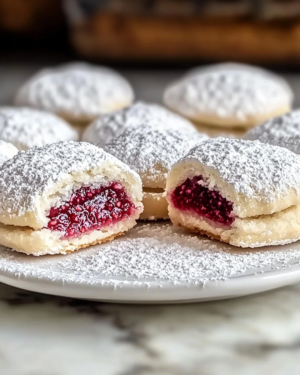 Himbeergefüllte Mandel-Schneekekse ganz einfach backen