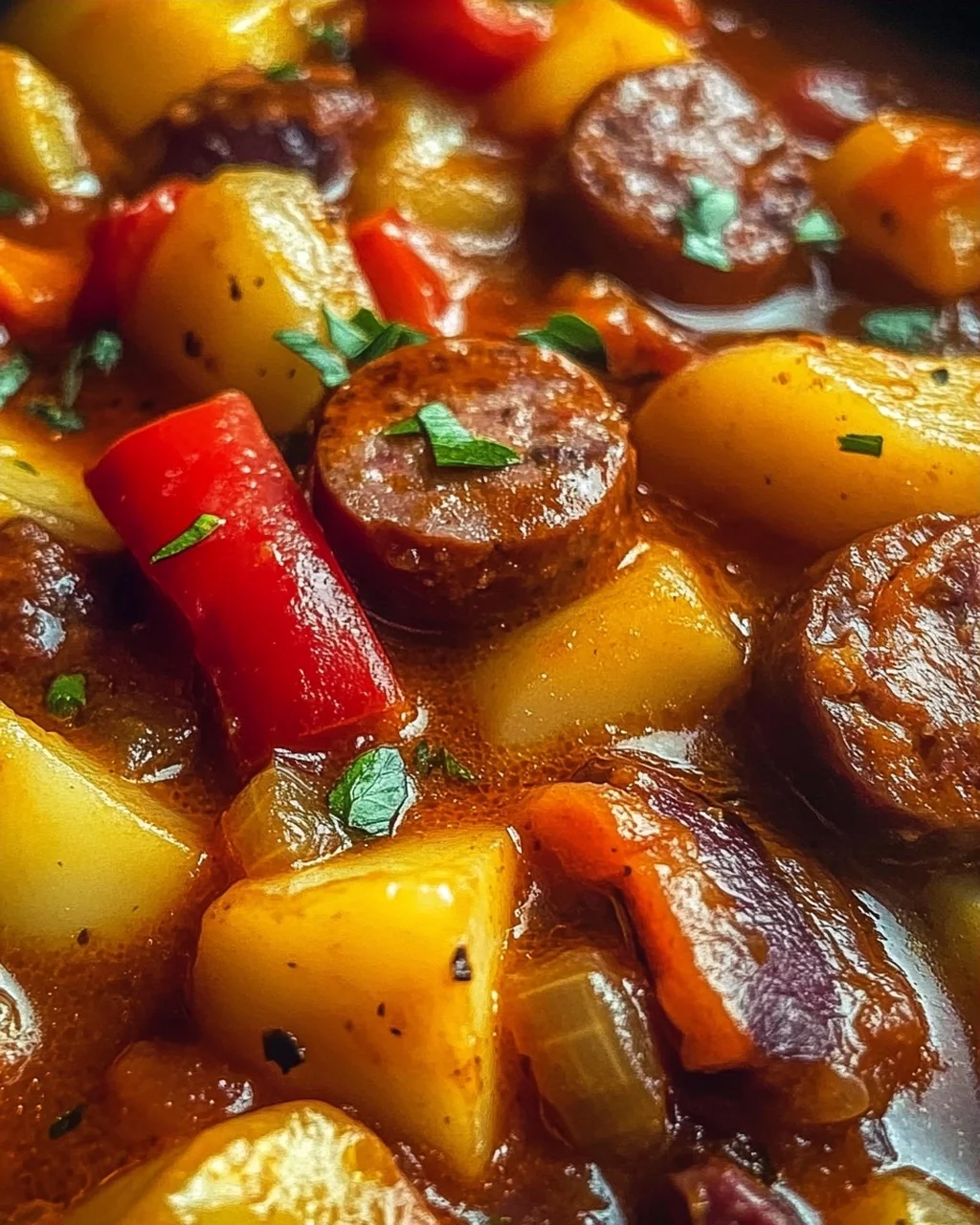 Kartoffelgulasch mit Würstchen