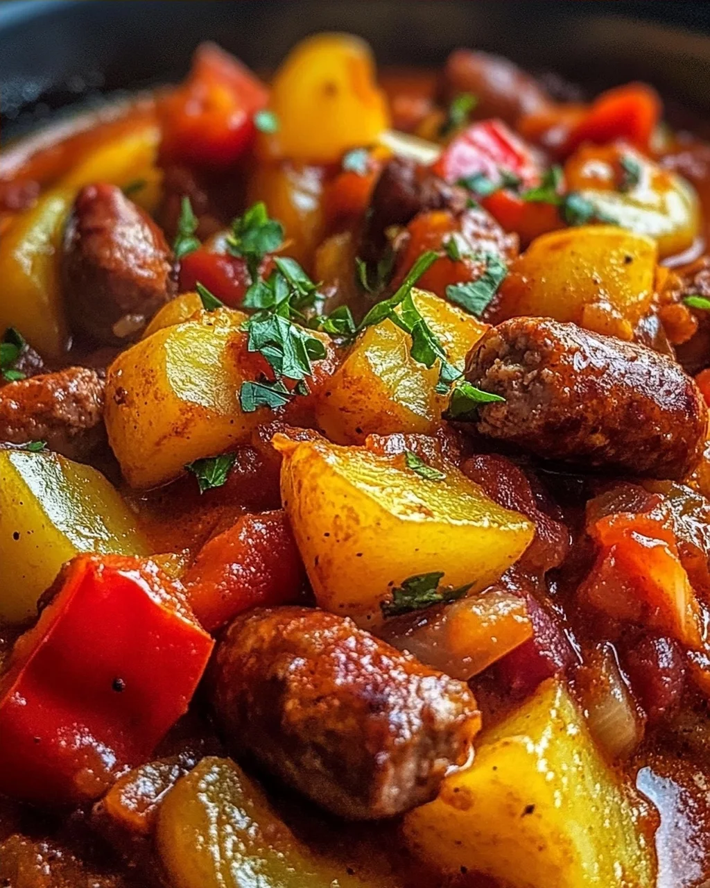 Kartoffelgulasch mit Würstchen