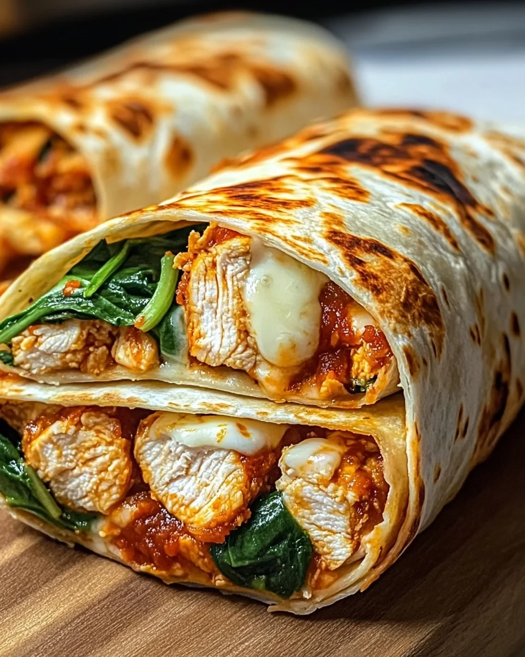 Knusprige Air Fryer Hähnchen-Mozzarella Wraps