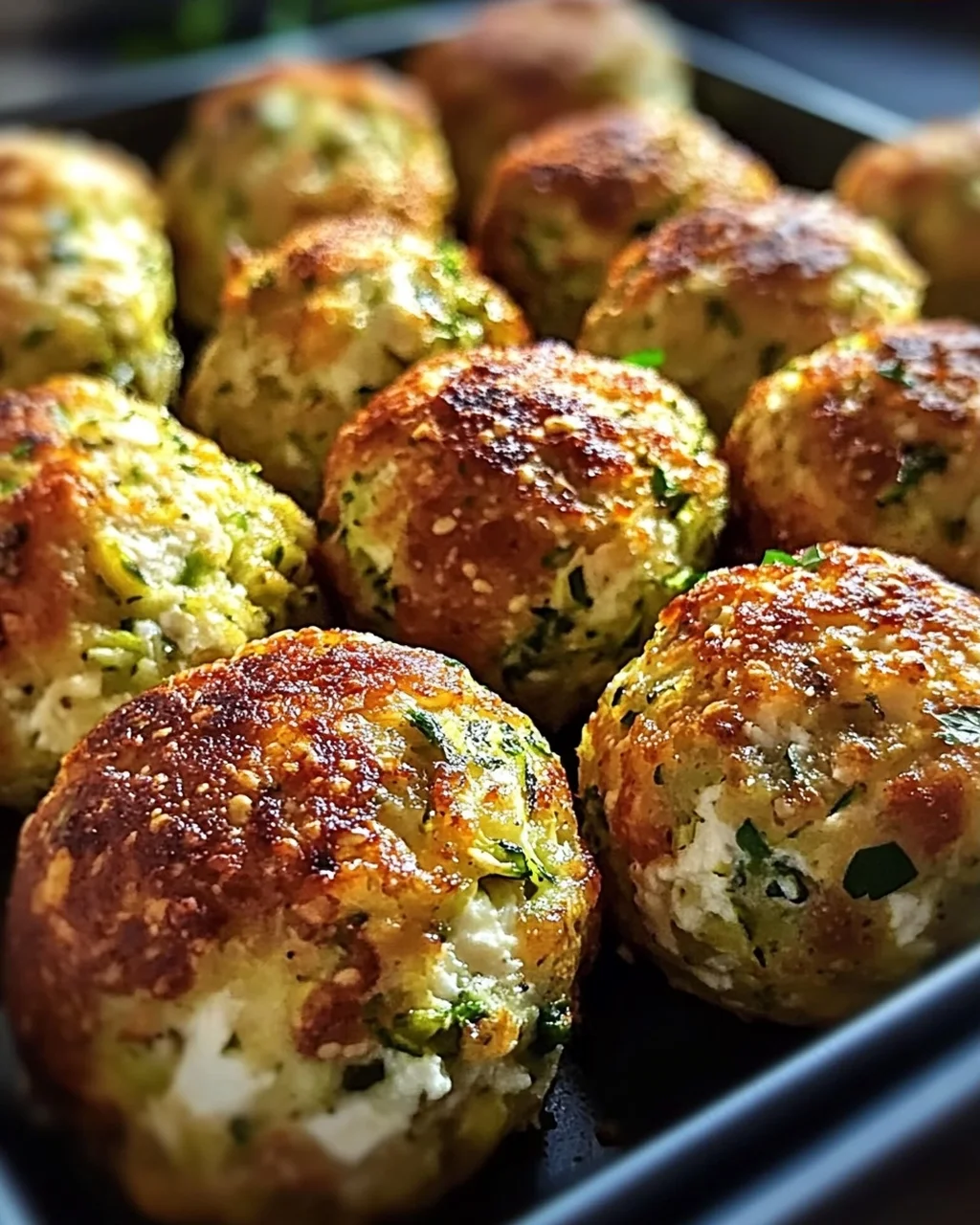 Knusprige Zucchini-Feta-Bällchen aus dem Ofen genießen!