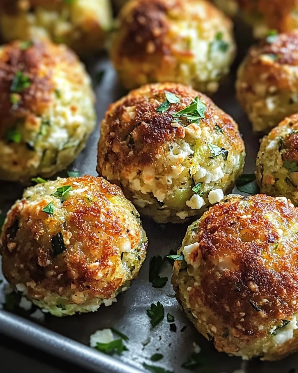 Knusprige Zucchini-Feta-Bällchen aus dem Ofen genießen!