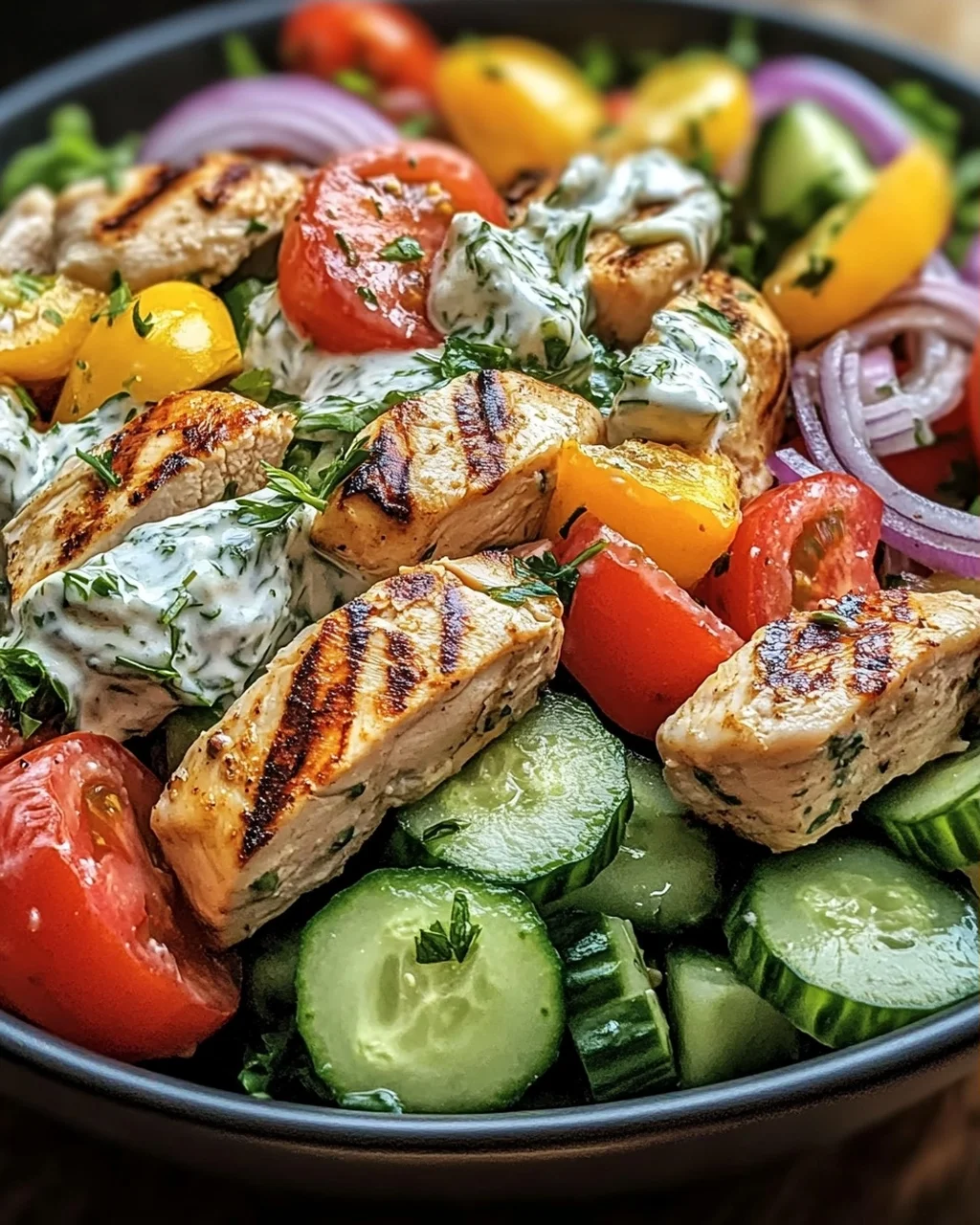 Mediterrane Köstlichkeit Tzatziki Hähnchensalat