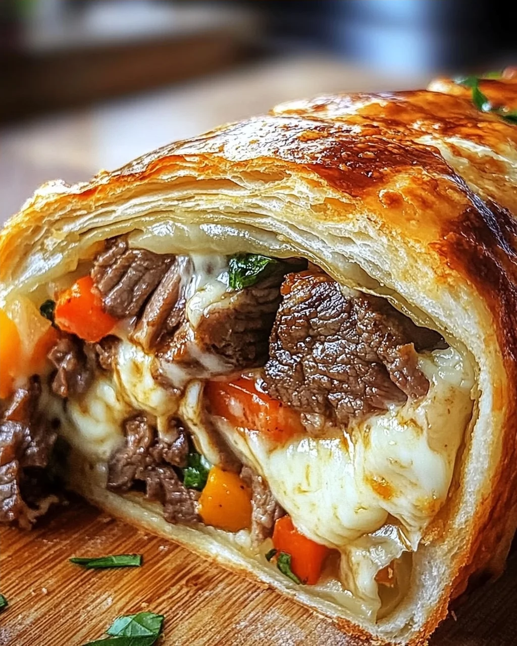 Mozzarella Käse Steak Stromboli für die ganze Familie