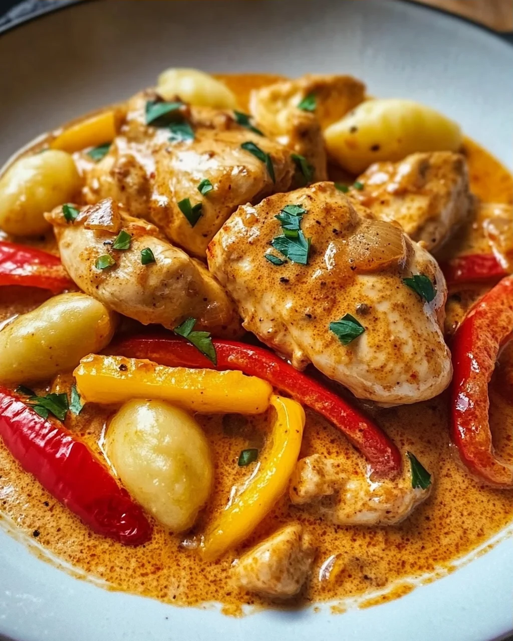 Paprika Sahne Hähnchen mit Gnocchi – Ein Genuss für Feinschmecker!