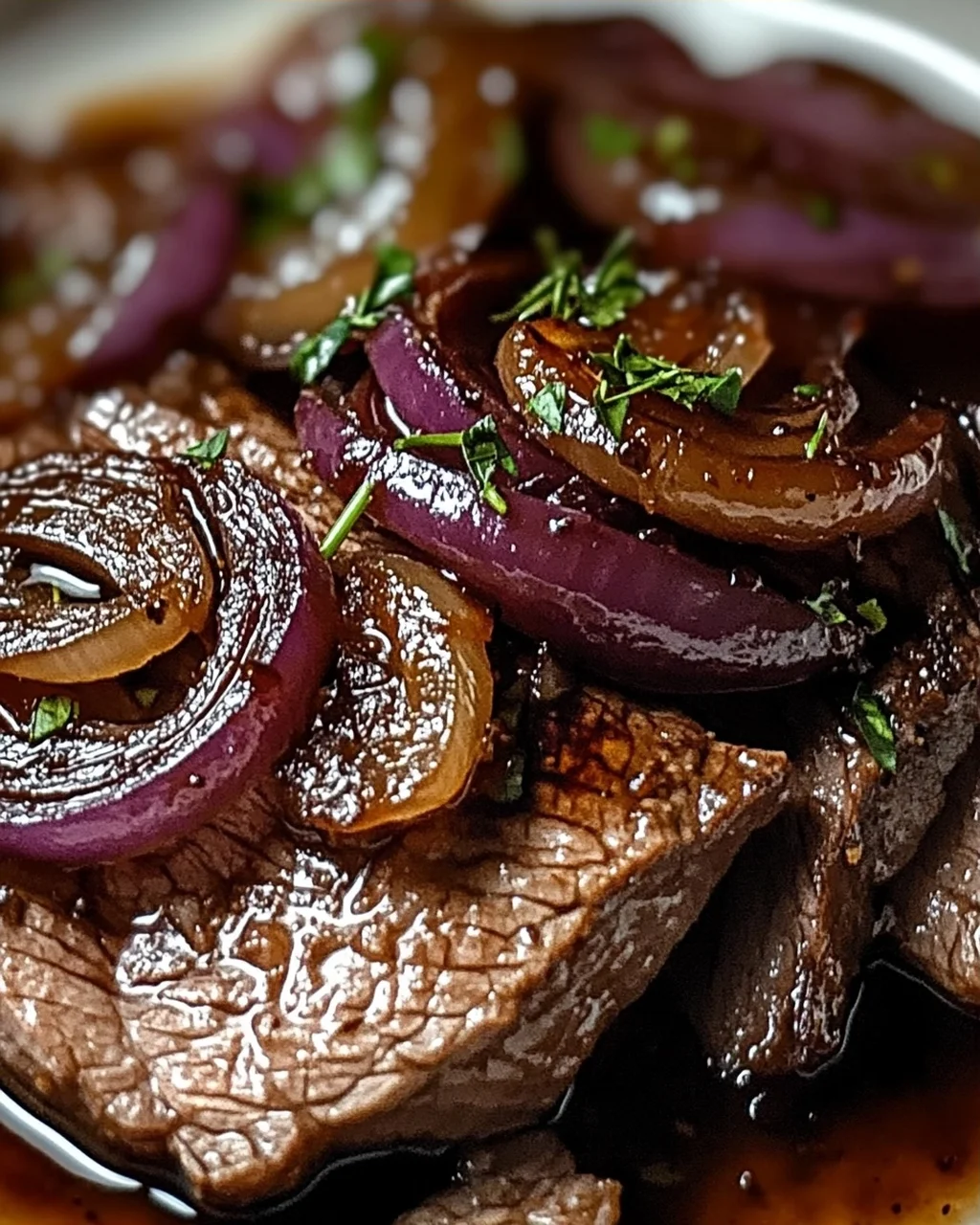 Rinderbrust in Balsamico-Zwiebelsoße
