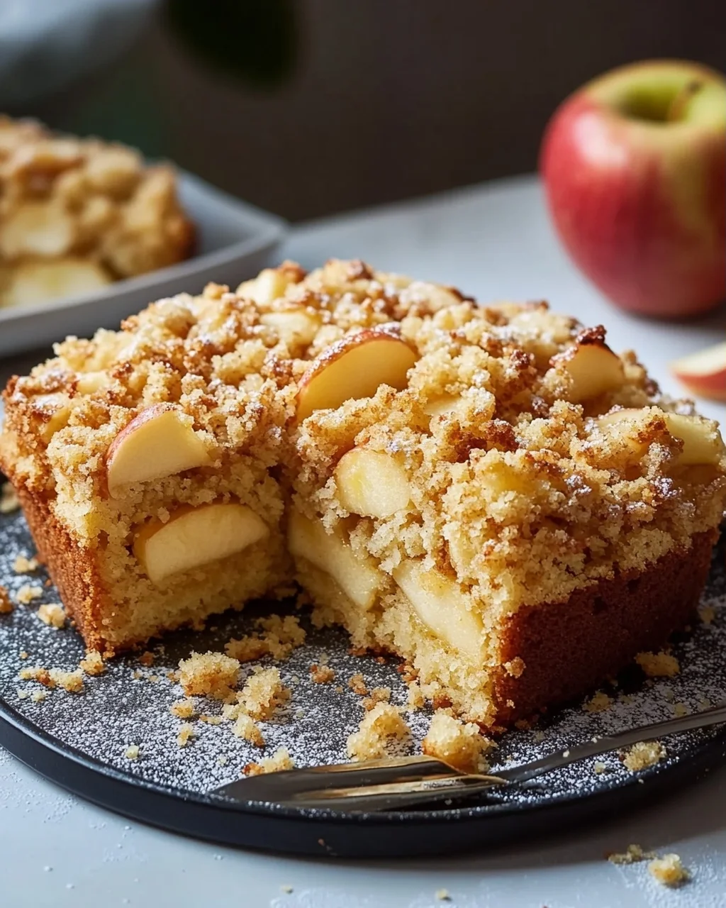 Saftiger Apfelkuchen vom Blech mit knusprigen Streuseln