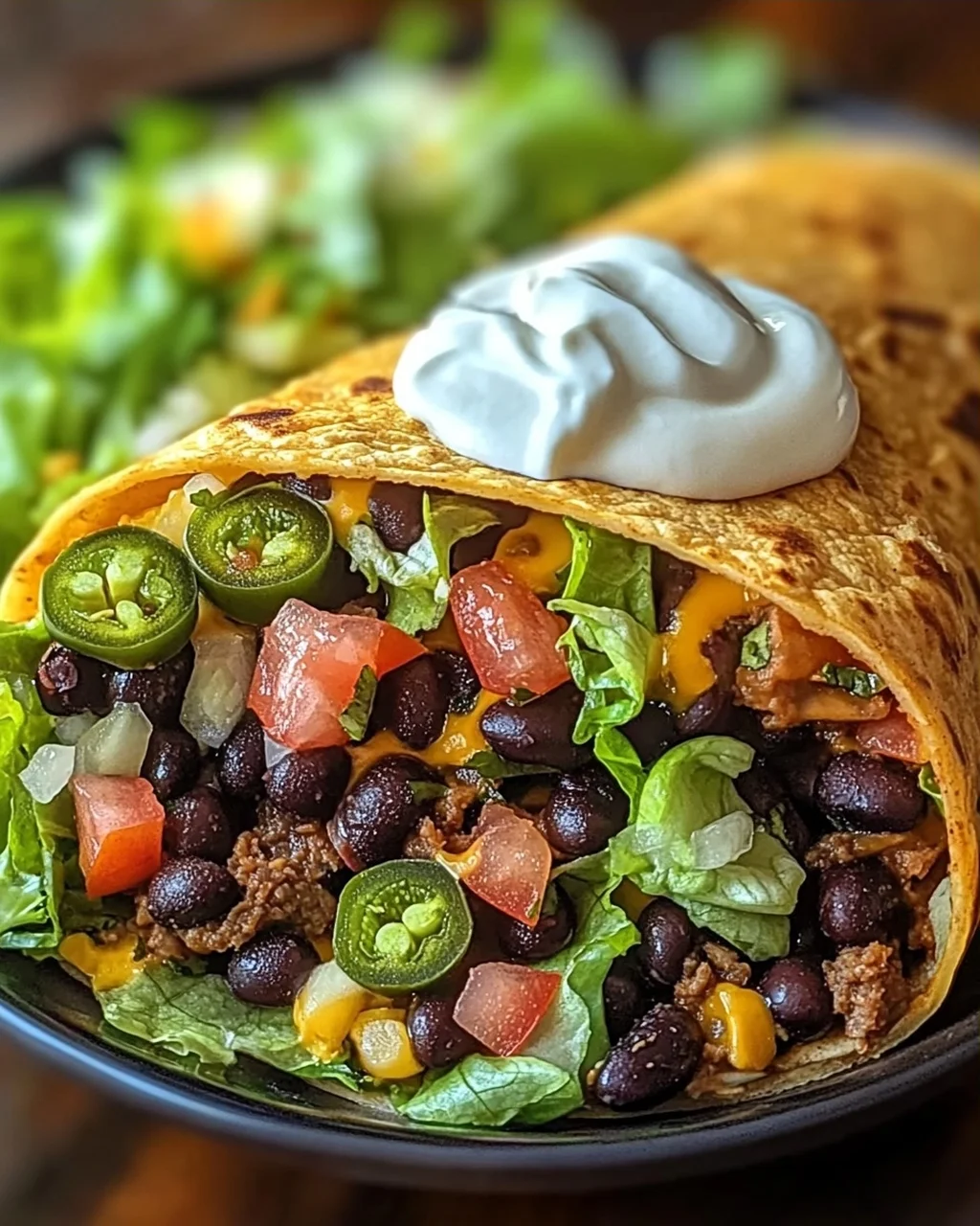 Schwarze Bohnen Crunch Wrap für ein schnelles Abendessen