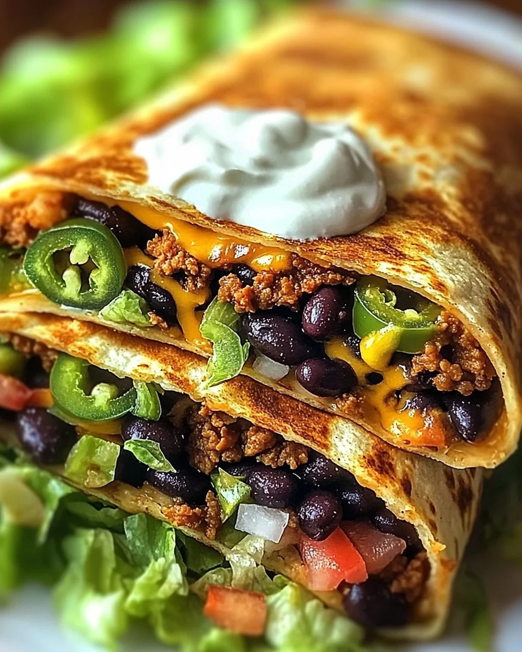 Schwarze Bohnen Crunch Wrap für ein schnelles Abendessen