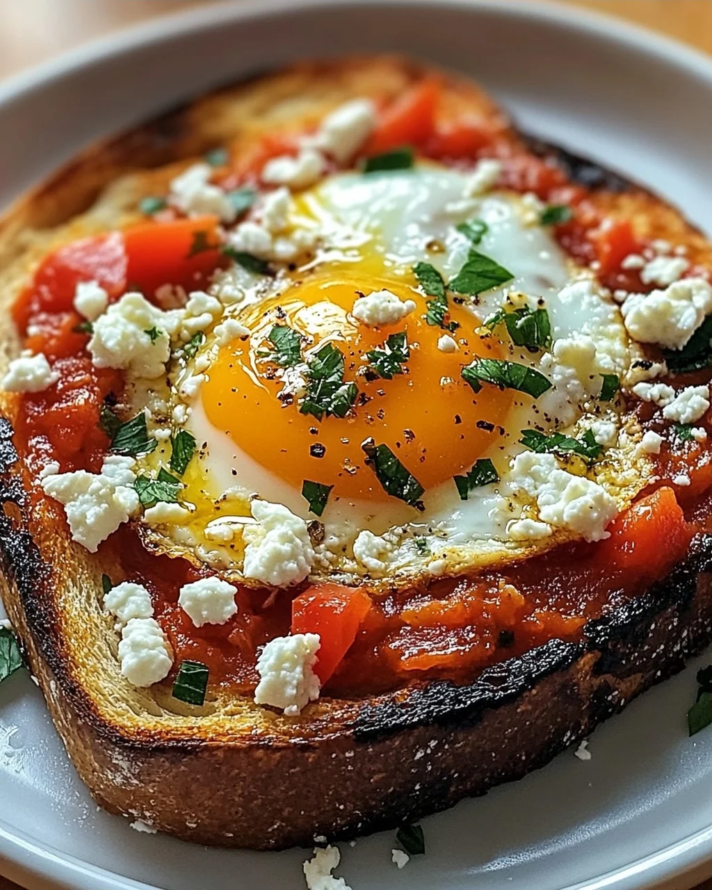Shakshouka-Toast mit Feta-Spiegeleiern