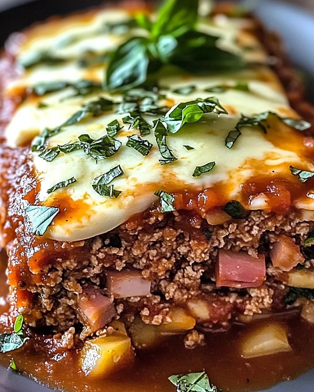 Sizilianischer Hackbraten mit Schinken und Mozzarella