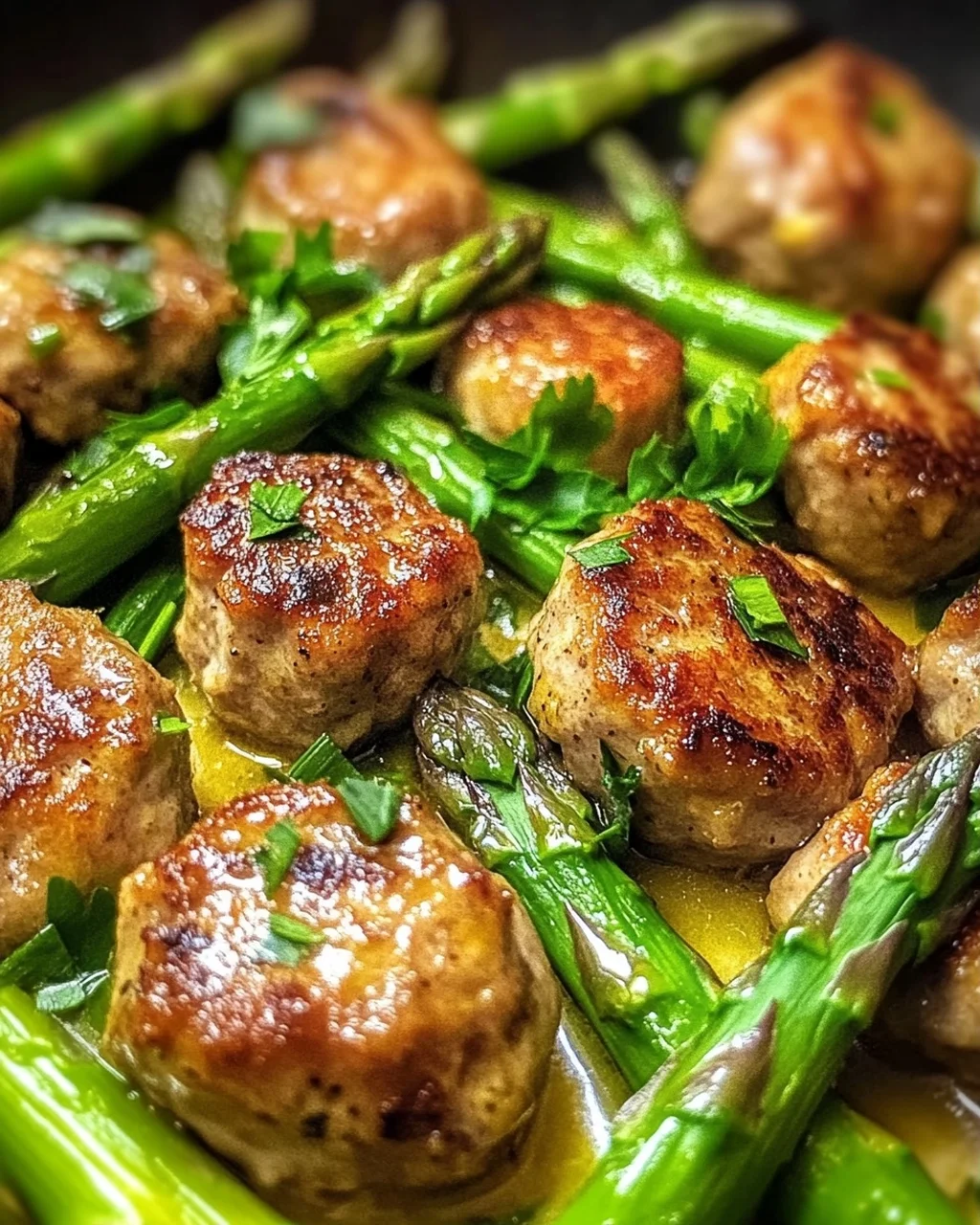 Spargelpfanne mit Frikadellen