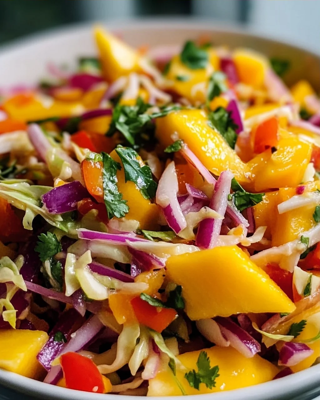 Süß-saurer Mango Slaw: Perfekt zu gegrilltem Rindfleisch!