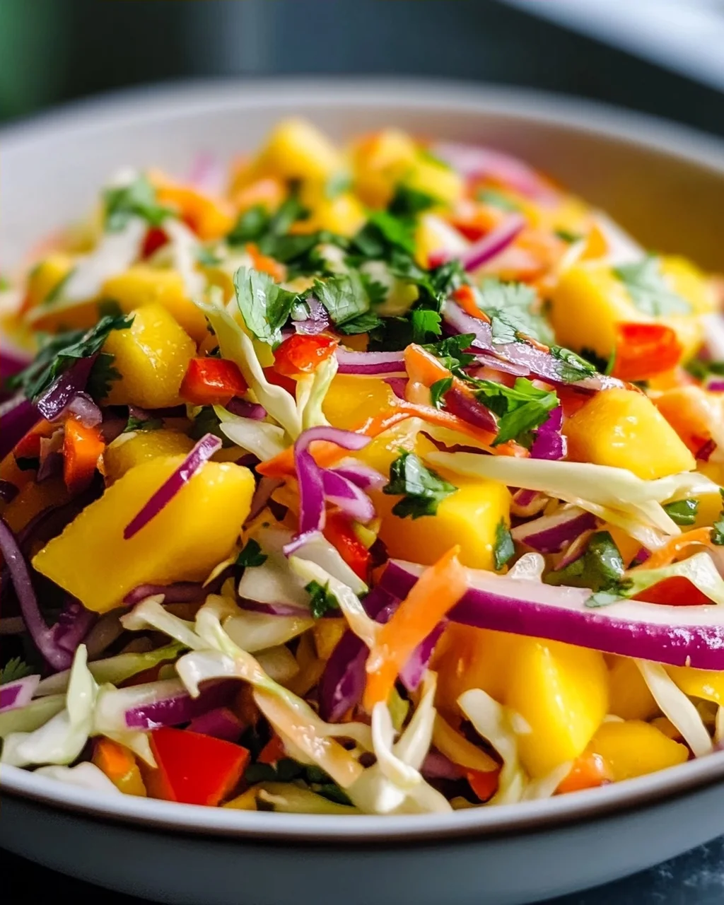 Süß-saurer Mango Slaw: Perfekt zu gegrilltem Rindfleisch!