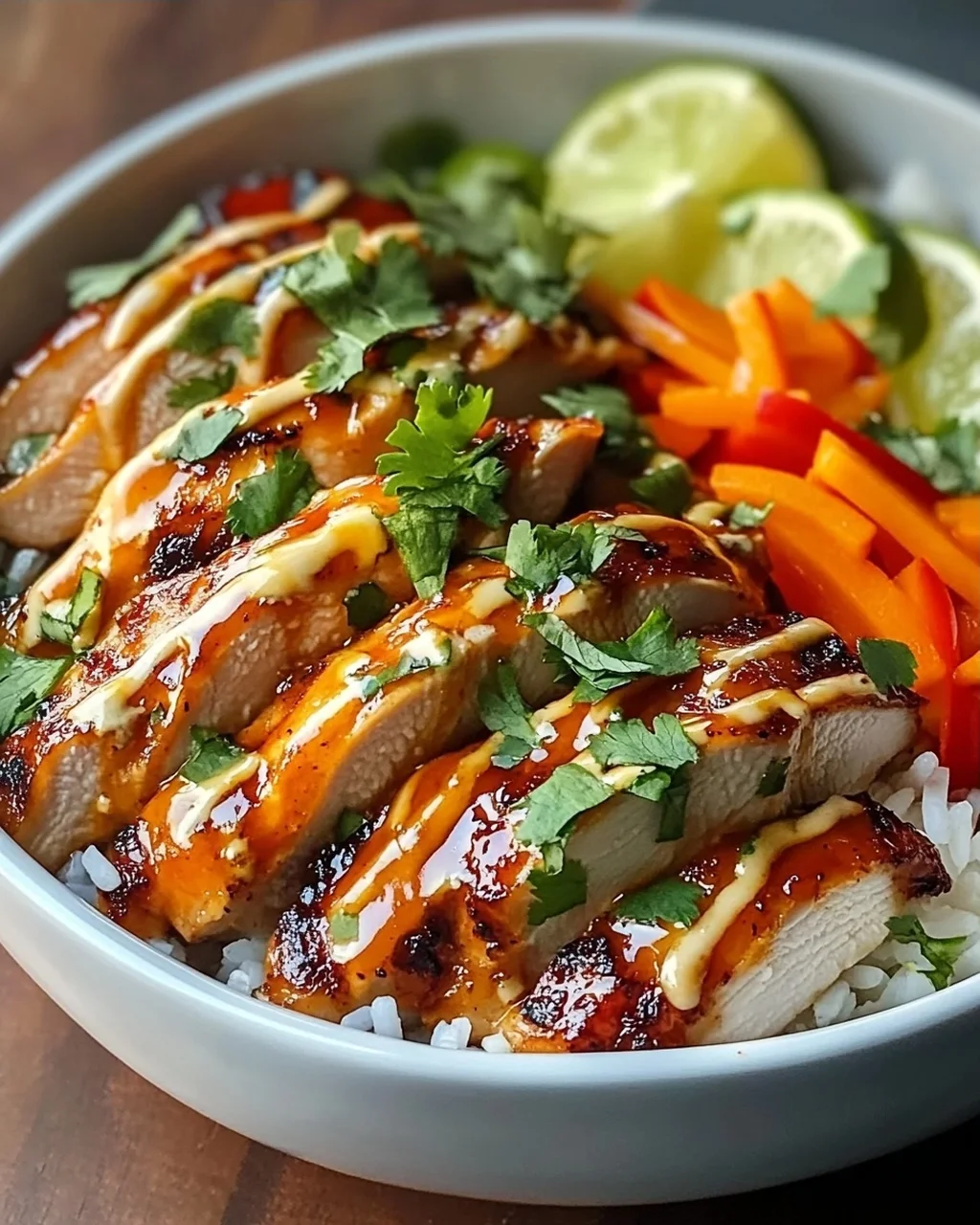 Sweet Chili Chicken Bowl mit Kokos-Limetten-Dressing Rezept