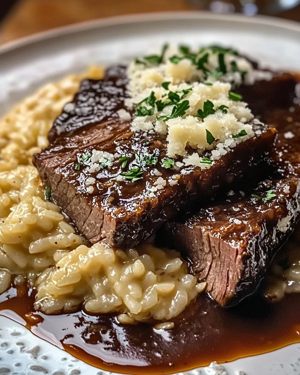 Tender Beef Brisket in Cola mit cremigem Parmesan-Risotto