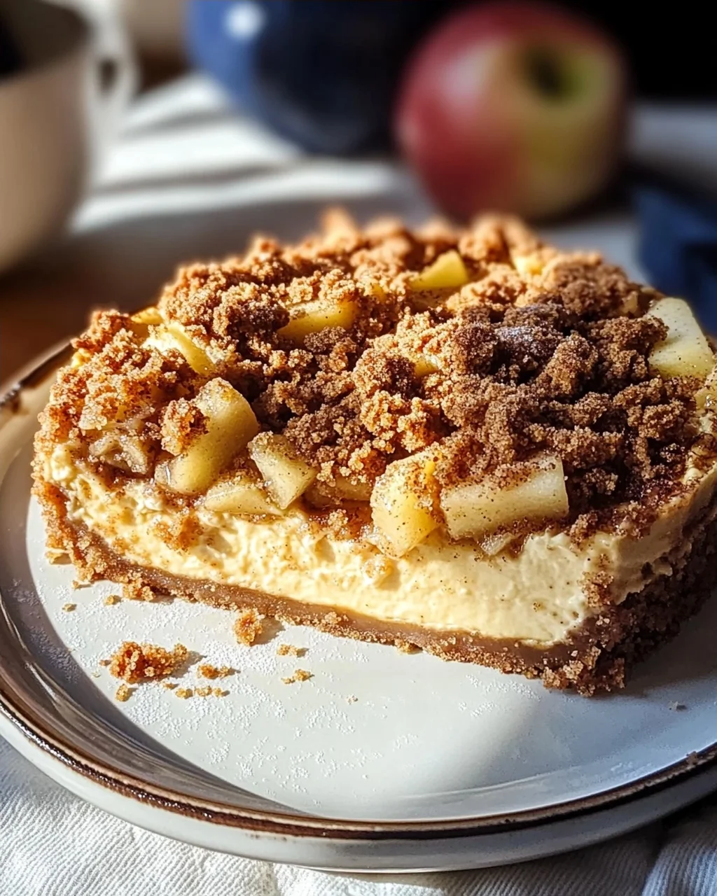 Würziger Bratapfel-Käsekuchen mit Zimtstreuseln